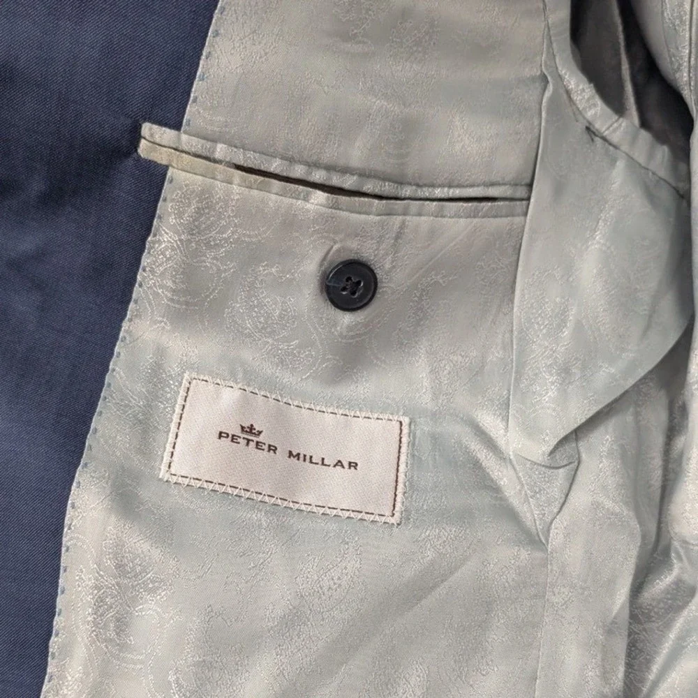 Peter Millar Wool Suit Set Sport Coat Blazer‎ Pants sz 42R Men Blue
